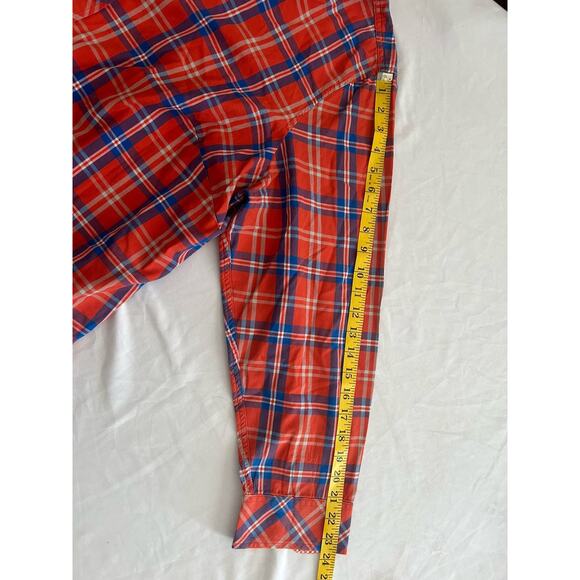 Talbots Plaid Button Collared Blouse Womens Size 3X Orange Blue Casual Comfort - Picture 7 of 7